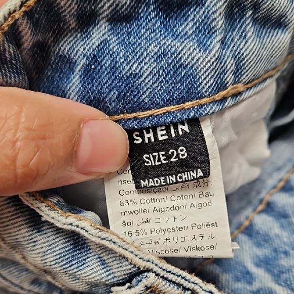 SHEIN Light Blue Ripped Jean Shorts - Picture 2 of 4